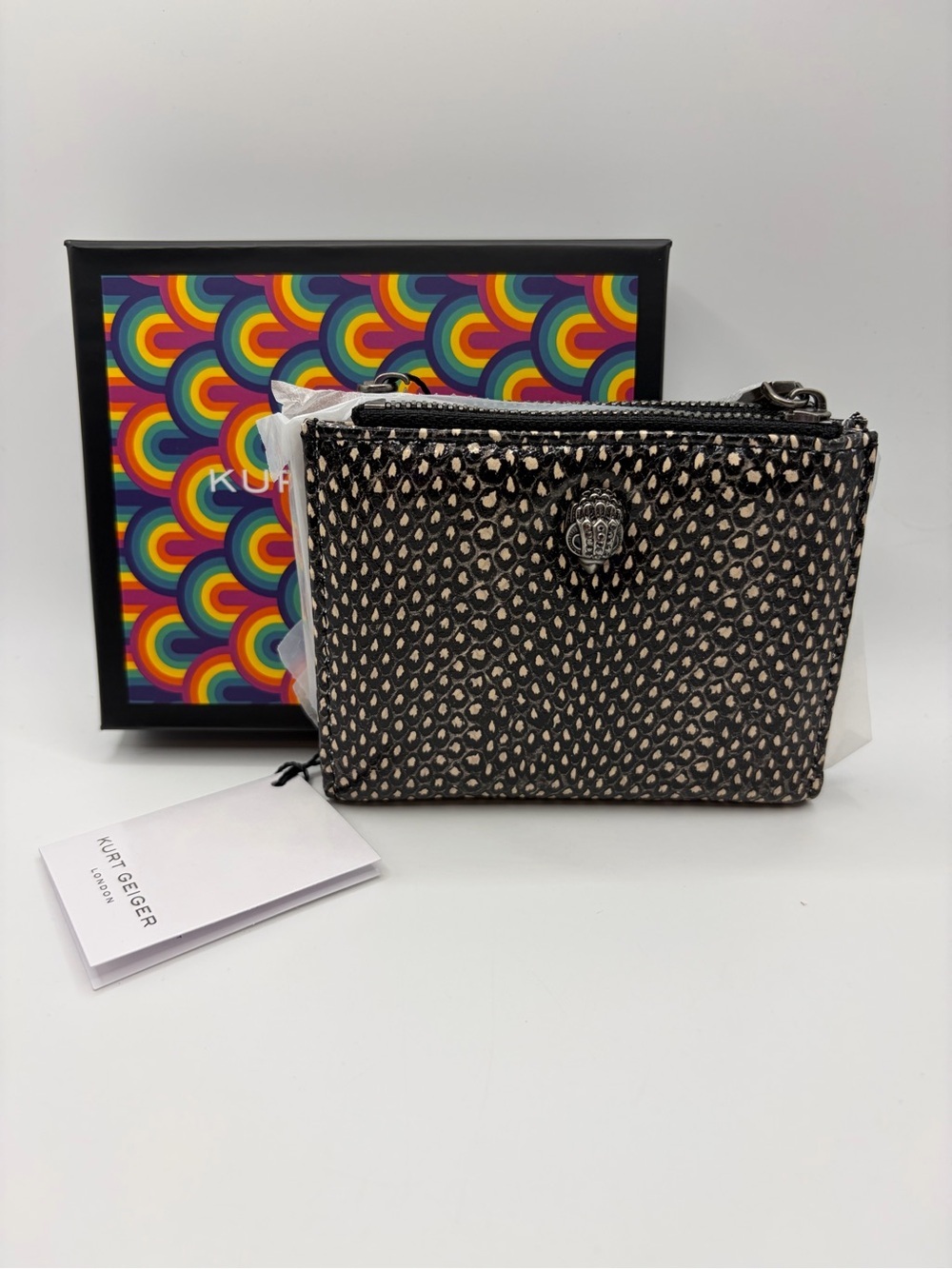 Kurt Geiger Black wallet with Gunmetal Accents